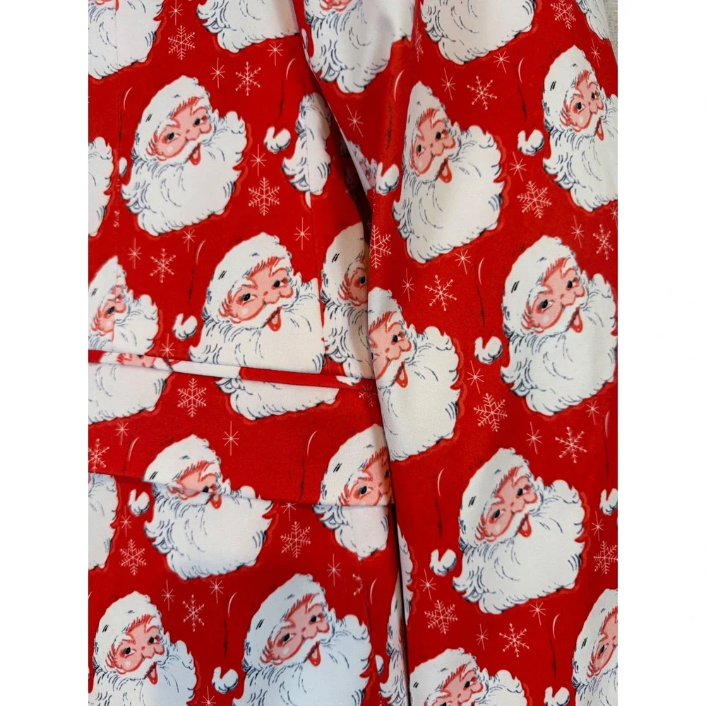 Suslo Couture Mens Red Santa Claus Print Slim Fit Blazer Jacket Size L 42 Kitsch